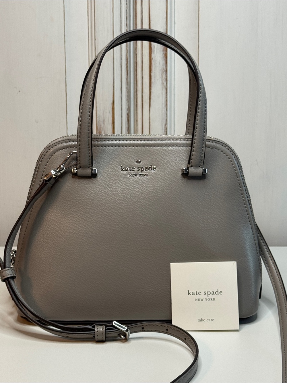kate spade Gray Leather Dome Satchel